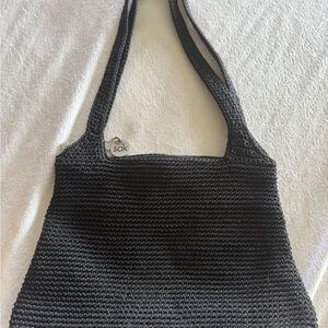 The Sak Black Shoulder Bag with Crochet Design